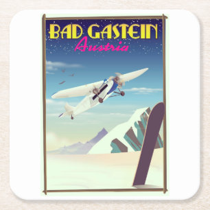 Bad Gastein Österreich Snowboarden Poster Rechteckiger Pappuntersetzer