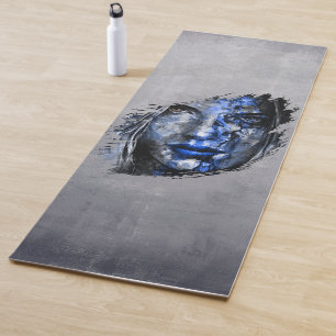 Bad Girl Gesicht rustikal grau blau Yogamatte