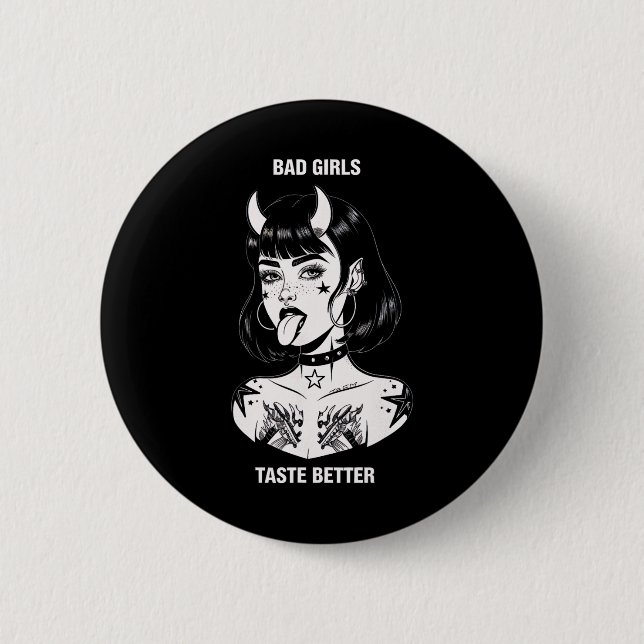Bad Girls Geschmack Better Tattoo Devil Halloween  Button (Vorderseite)