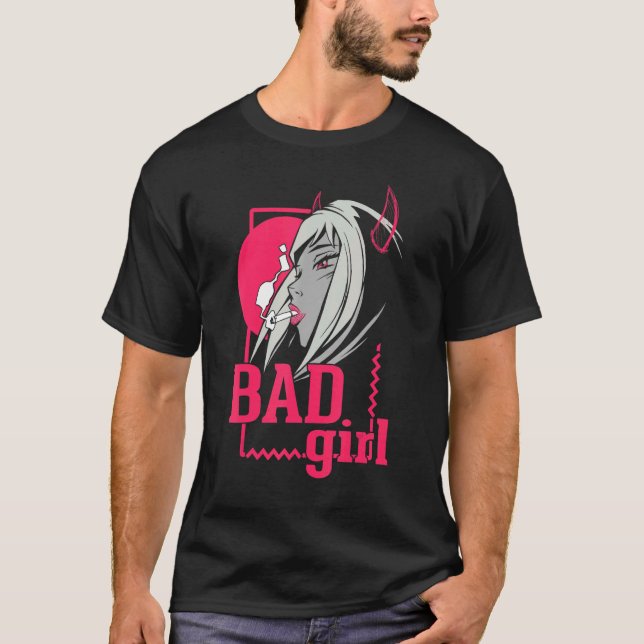 Bad Girls No Angel Rebellis Bad Attitude Naughty T-Shirt (Vorderseite)