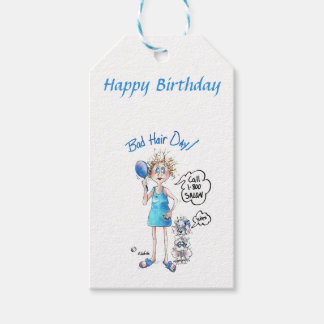 Bad Hair Day, blaues Kleid, beängstigender Ausdruc Geschenkanhänger
