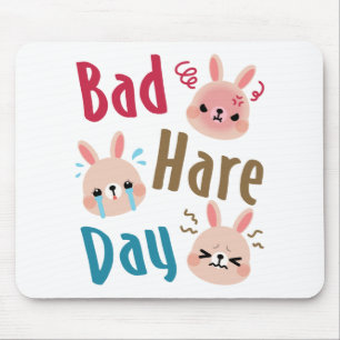 Bad Hare Day Funny Bunny Rabbit Kawaii Ostern Mousepad