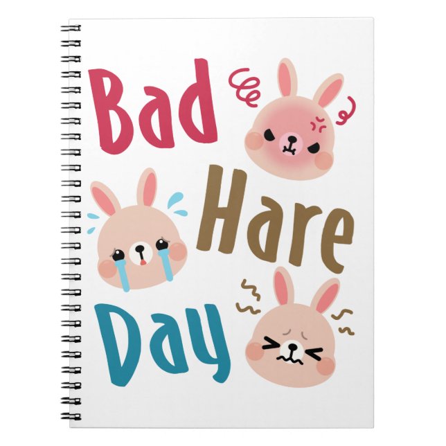 Bad Hare Day Funny Bunny Rabbit Kawaii Ostern Notizblock (Vorderseite)