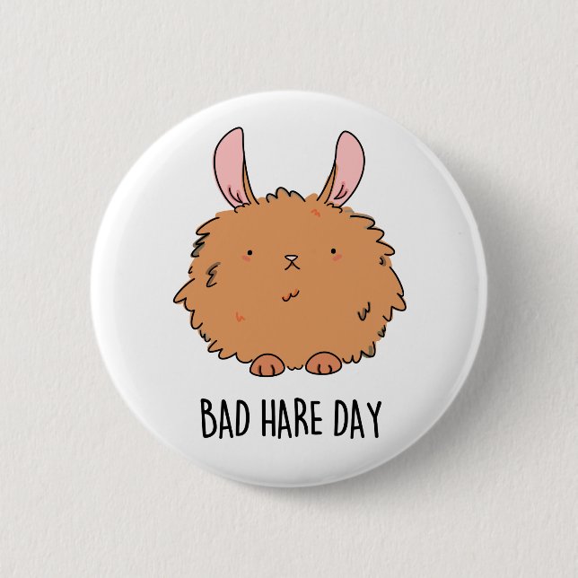 Bad Hare Day Funny Rabbit Pub Button (Vorderseite)