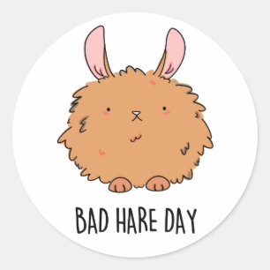 Bad Hare Day Funny Rabbit Pub Runder Aufkleber