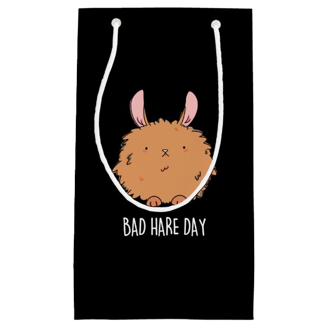 Bad Hare Day Funny Rabbit Puck Dark BG Kleine Geschenktüte (Vorderseite)