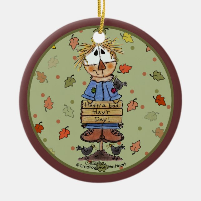 Bad Hay'r Day Scarecrow Keramik Ornament (Vorne)