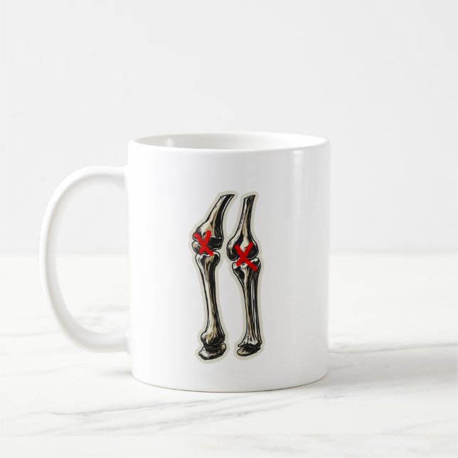 Bad Knees – Funny Skeleton Knee Illustration Kaffeetasse (Links)