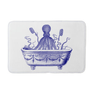 Bad-Matte mit Vintager Marineblaukrake Badematte