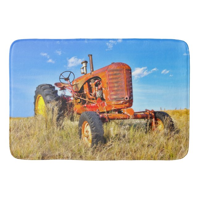 Bad-Matten-Antiken-Orangen-Traktor Badematte (Vorderseite)
