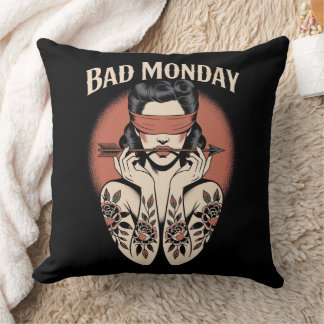 Bad Monday Pillow - Retro Tattoo Art Design Kissen