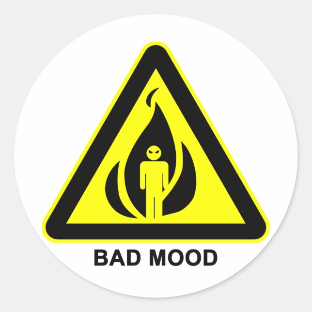 Bad Mood Warning Sign Sticker (Devant)