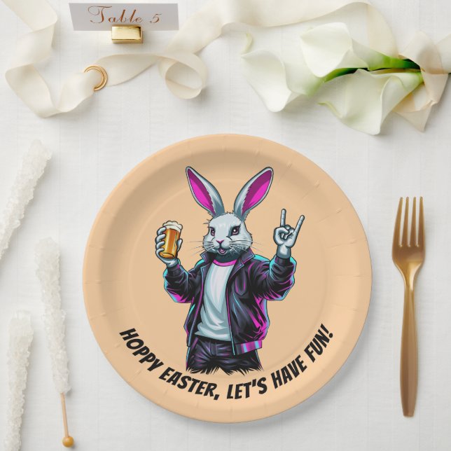 Bad Oaster Bunny! Hoppy Ostern, Lass's Have Fun! Pappteller (Hochzeit)