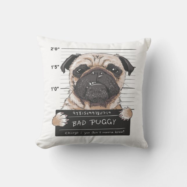 Bad Puggy Tasse Shot Kissen (Vorderseite)