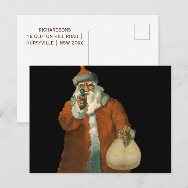 Bad Santa Claus Feiertagspostkarte (Vorne/Hinten)