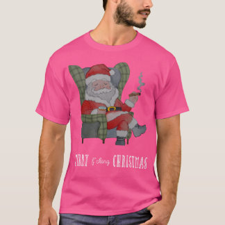 Bad Santa Claus mit Whisky und Zigarre T-Shirt