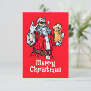 Bad Santa Claus, Rock, Bier und Zigar Begleitkarte