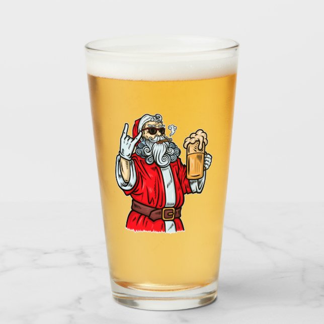 Bad Santa Claus, Rock, Bier und Zigar Glas (Vorne (Gefüllt))
