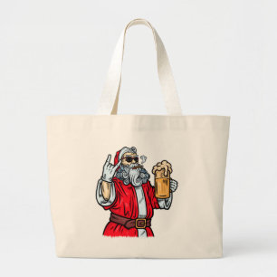 Bad Santa Claus, Rock, Bier und Zigar Jumbo Stoffbeutel