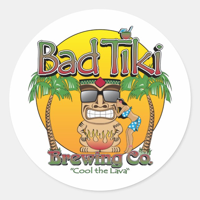 Bad Tiki Brewing Company Runder Aufkleber (Vorderseite)
