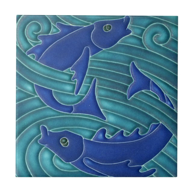 Bad Tile - Art Nouveau Antique Tile Pises Fliese (Vorderseite)