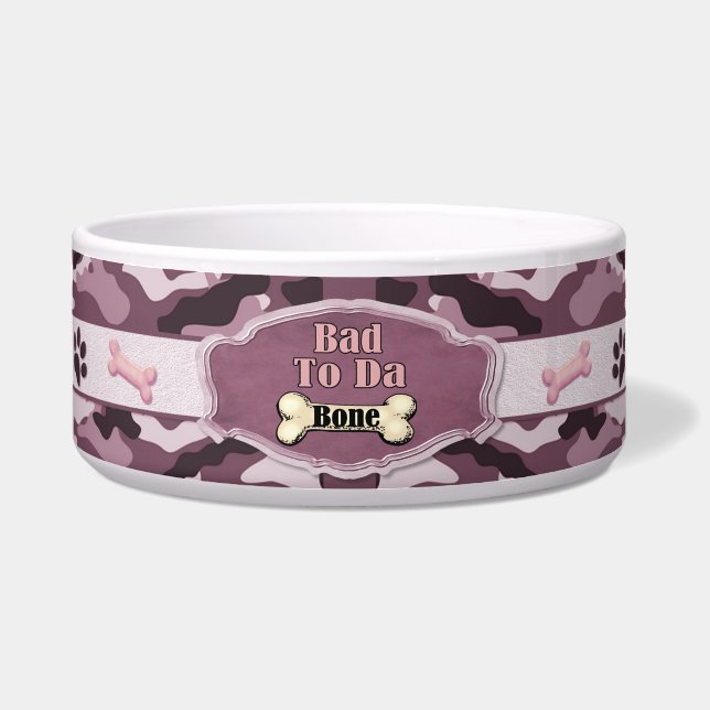 Bad to Da Bone 2 Camouflage Dog Dish - Anpassen Napf (Vorderseite)