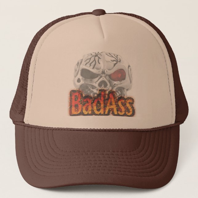 bad to the bone hat funny hat design truckerkappe (Vorderseite)