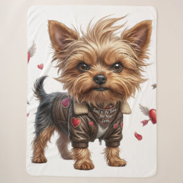 Bad to the Bone Yorkie Valentine Sherpa Blanket Sherpadecke