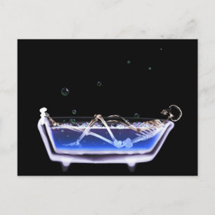 BAD TUB X-RAY VISION SKELETON - ORIGINAL POSTKARTE