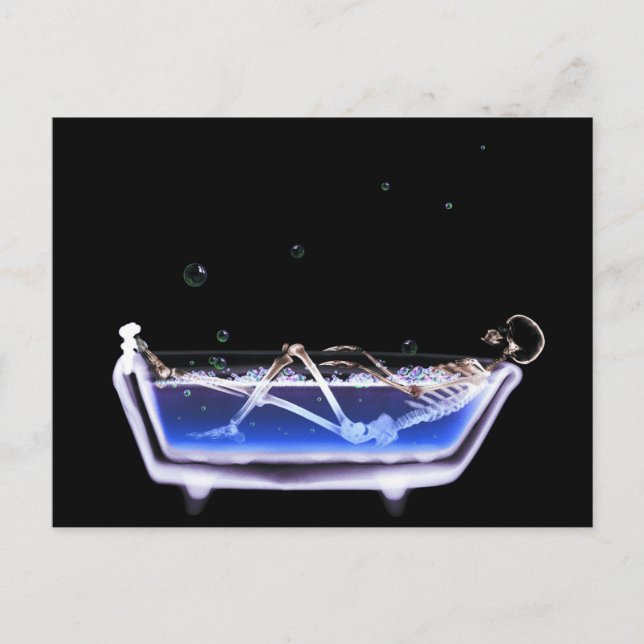 BAD TUB X-RAY VISION SKELETON - ORIGINAL POSTKARTE (Vorderseite)