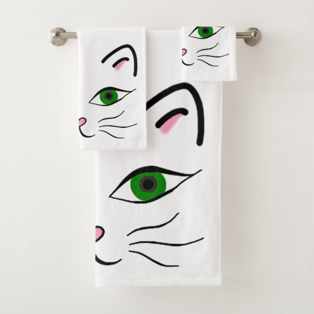 Bad-Tuch-Set - Kitty-Gesicht Badhandtuch Set (Insitu)