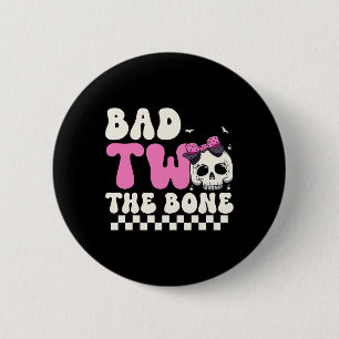 Bad Two der Knochen 2. Geburtstag Mädchen Spooky B Button