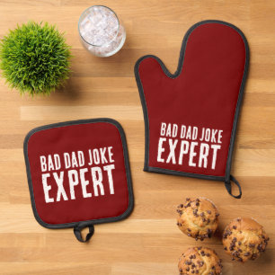 Bad Vater Joke Expert BOLD TYPOGRAPHIE Ofenhandschuh & Topflappen-Set