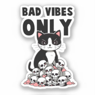 Bad Vibes only - Cat & Skulls Aufkleber