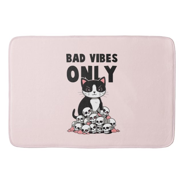 Bad Vibes only - Cat & Skulls Badematte (Vorderseite)