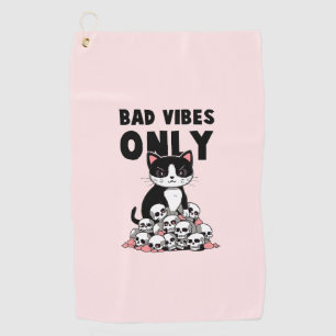 Bad Vibes only - Cat & Skulls Golfhandtuch
