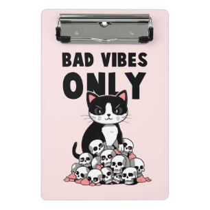 Bad Vibes only - Cat & Skulls Mini Klemmbrett