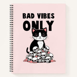 Bad Vibes only - Cat & Skulls Notizbuch