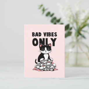 Bad Vibes only - Cat & Skulls Postkarte