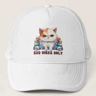 Bad Vibes only - Fierce Cat & Skulls Gothic Design Truckerkappe
