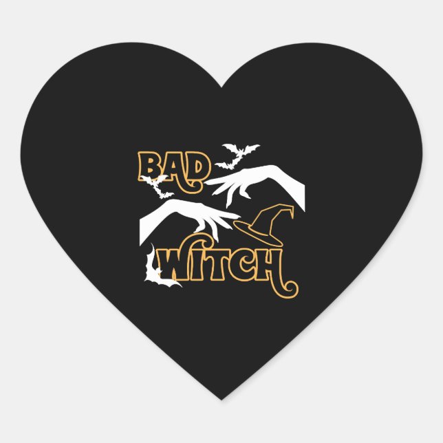 Bad Witch Funny Halloween Kostüm für Frauen Herz-Aufkleber (Vorderseite)