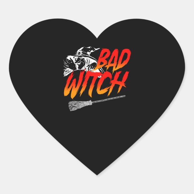 Bad Witch Halloween Herz-Aufkleber (Vorderseite)