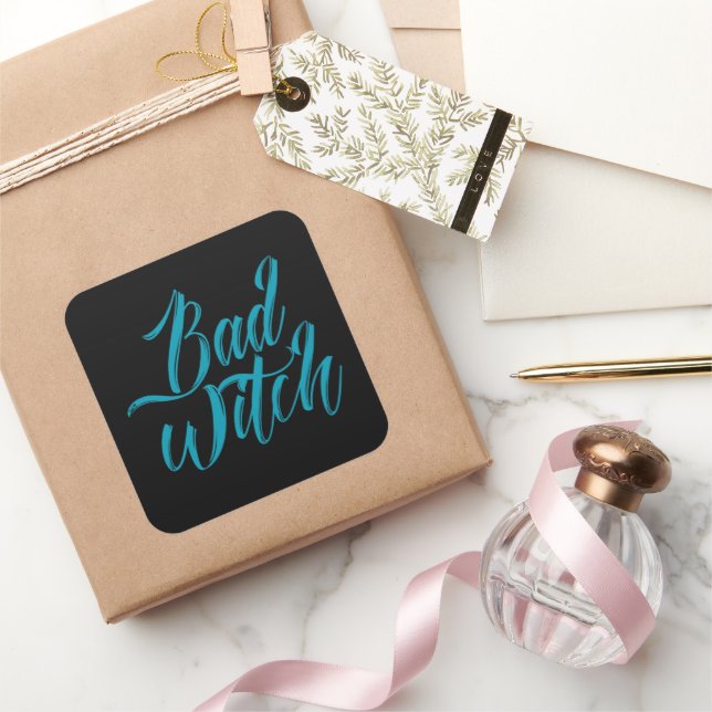 BAD WITCH lustiger Hals Quadratischer Aufkleber (Schenken)