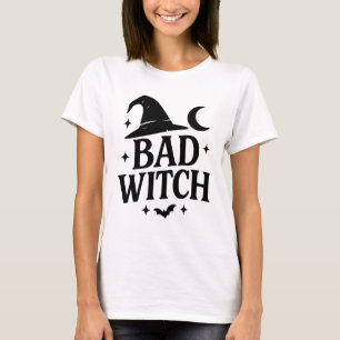Bad Witch Schwarz-Weiß-Minimalistisch-FrauenHall T-Shirt