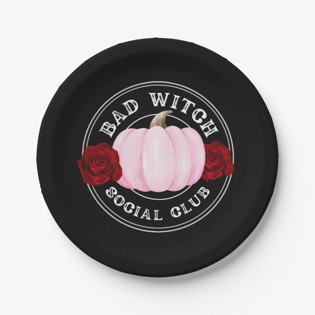 Bad Witch Social Club Halloween Pappteller (Vorderseite)