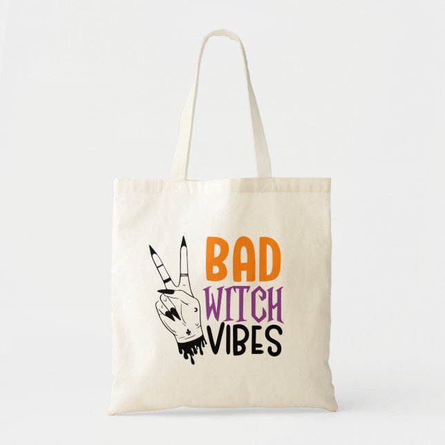Bad Witch Vibes Halloween Tragetasche (Vorne)
