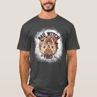Bad Witch Vibes Leopard mit Bat Lover lustiger Hal T-Shirt