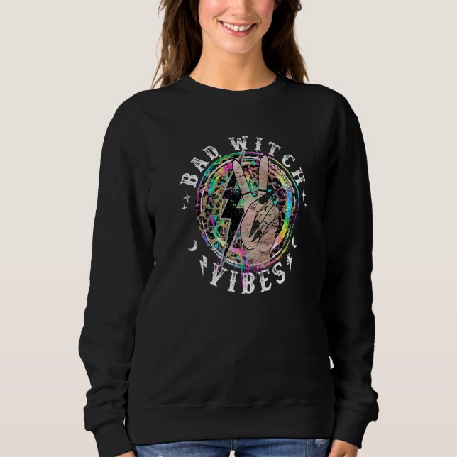 Bad Witch Vibes Peace Hand Leopard Hexen Gothic Sweatshirt (Vorderseite)