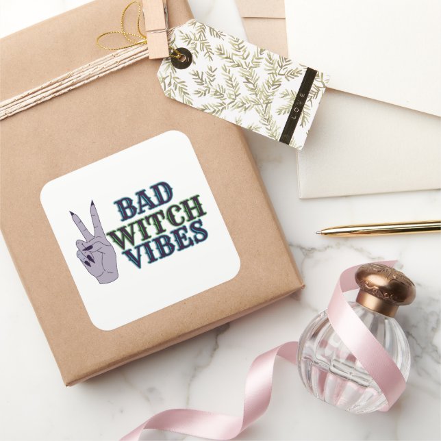Bad Witch Vibes Witchy Hands Quadratischer Aufkleber (Schenken)