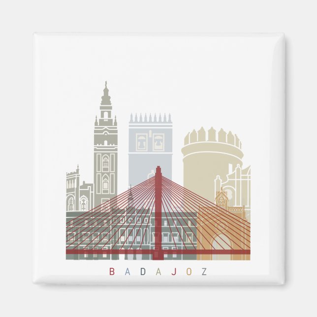 Badajoz-Skyline-Plakat Magnet (Vorne)